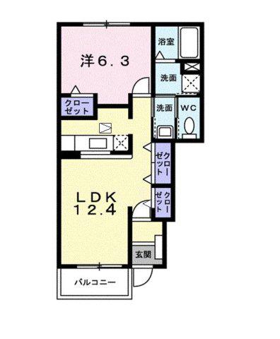 レジデンスヒロA(1LDK/1階)の間取り写真