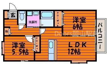 フォブール西市(2LDK/1階)の間取り写真