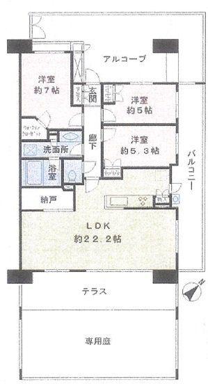 千葉マリンコート(3LDK/1階)の間取り写真