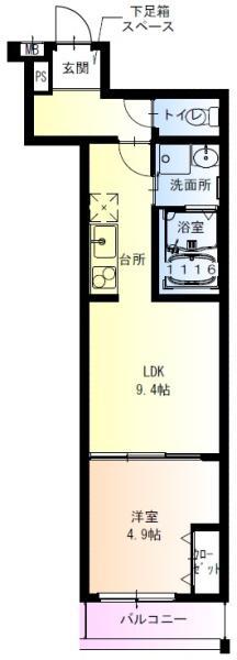 フジパレス長吉長原(1LDK/2階)の間取り写真