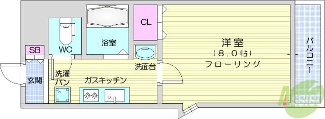 グランドール壱番館(1K/3階)の間取り写真