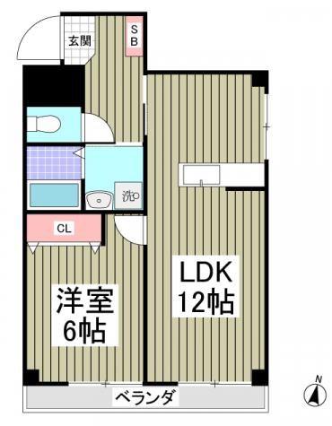 ドミール中島(1LDK/1階)の間取り写真