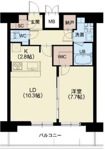 スプランディッド難波III(1LDK/15階)の間取り写真