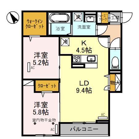 CLASSEUM連坊I(2LDK/3階)の間取り写真