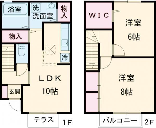 グリーンハウス I棟(2LDK/1階)の間取り写真