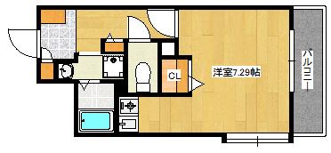 エルミタージュ安芸(ワンルーム/6階)の間取り写真