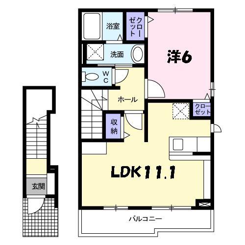 サンライズ(1LDK/2階)の間取り写真