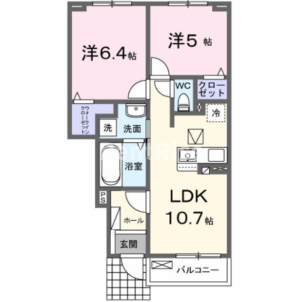 アンセスター貴船II(2LDK/1階)の間取り写真