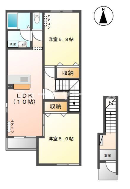 ラズベリーベラ(2LDK/2階)の間取り写真