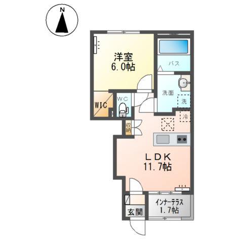 保原町アパート(1LDK/1階)の間取り写真