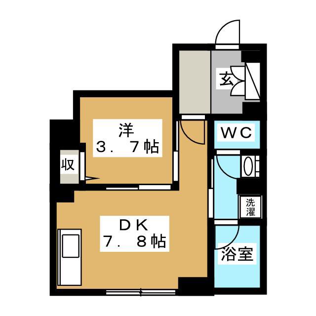 アロカリア(1DK/1階)の間取り写真