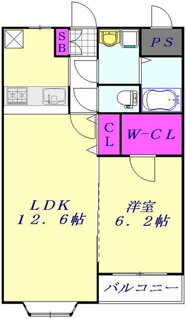クレールⅢ(1LDK/3階)の間取り写真