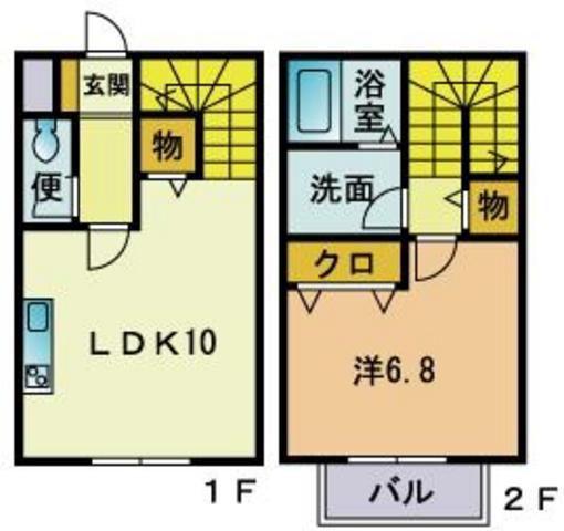 リースランド富士見2A棟(1LDK/1階)の間取り写真