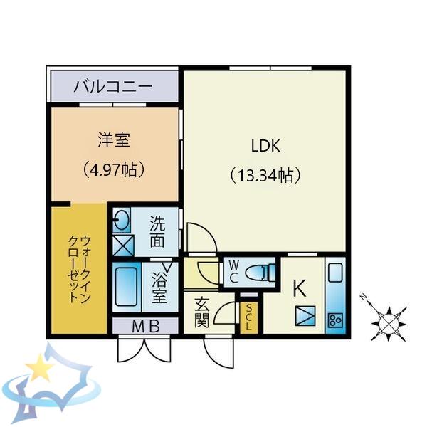 PORTE-BONHEURII(1LDK/3階)の間取り写真