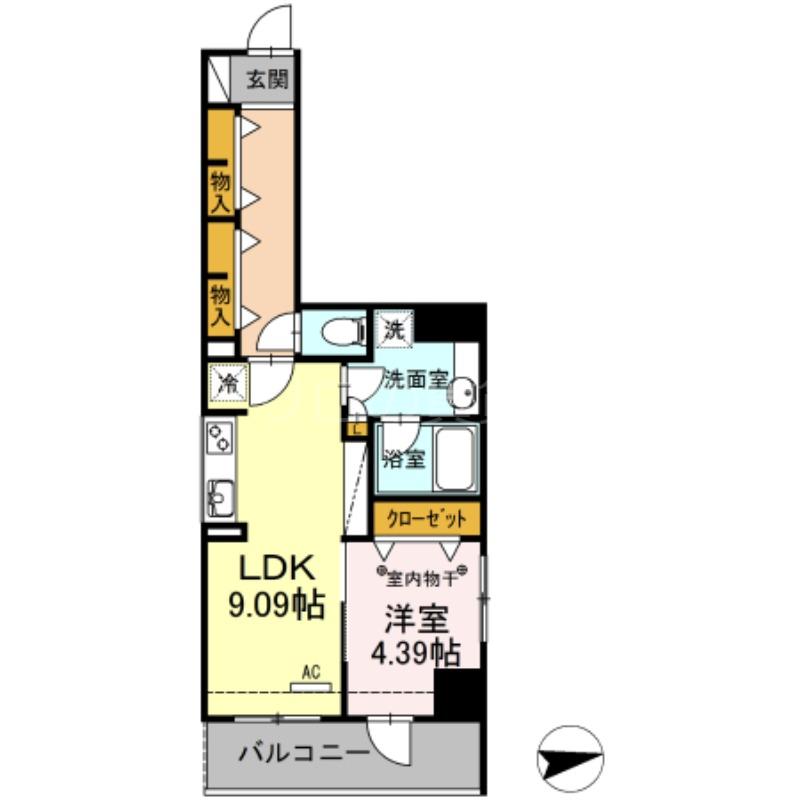 ルミエール品川橋(1LDK/3階)の間取り写真