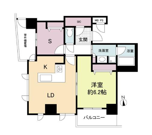 クロスレジデンス大阪新町(2LDK/15階)の間取り写真