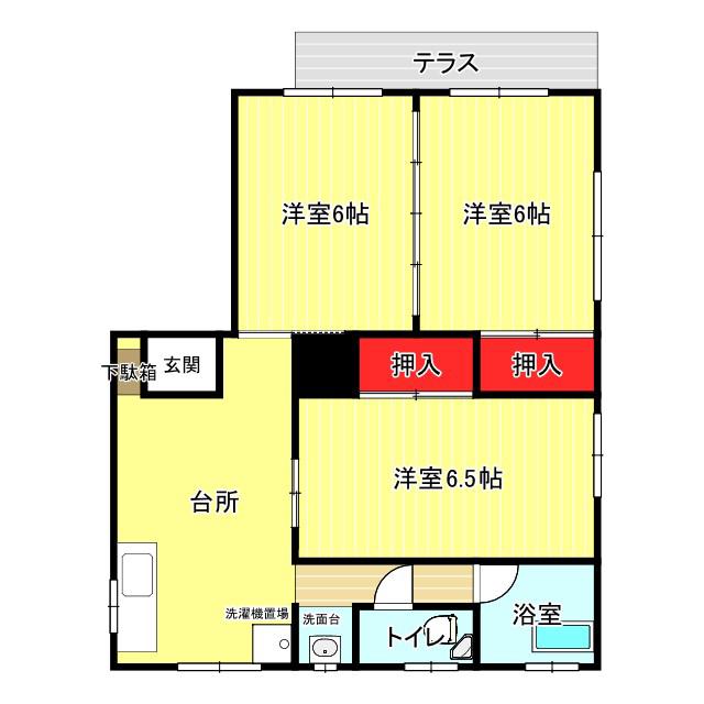 高平ハイツ(3DK/1階)の間取り写真
