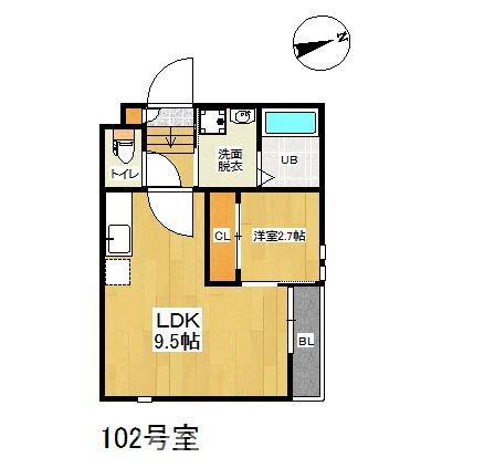 GRANDTIC GIGLIO高宮II(1LDK/1階)の間取り写真