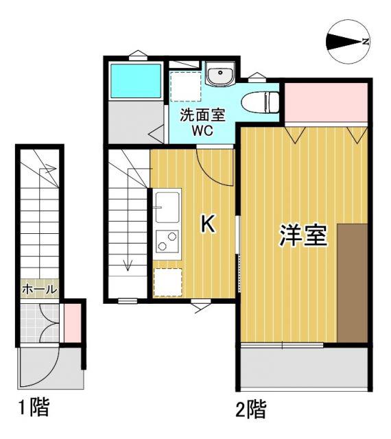 レセナ湊東II(1K/2階)の間取り写真