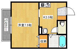 セジュール相田C棟(1K/2階)の間取り写真