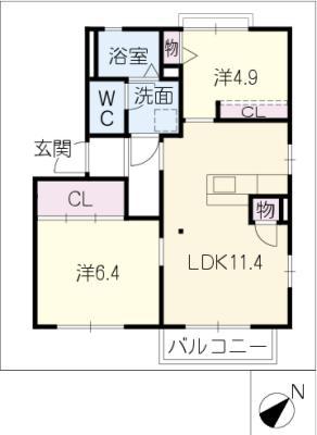 オデッセイ島田(3DK/1階)の間取り写真