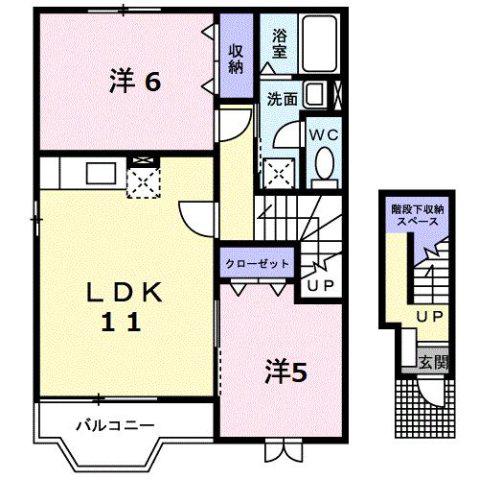 ドゥーロジュマン(2LDK/2階)の間取り写真