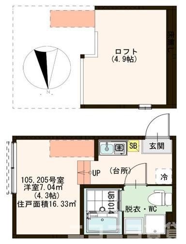 ハーモニーテラス北小岩X(ワンルーム/1階)の間取り写真