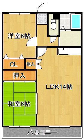 エル・スール湯川 参番館(2LDK/3階)の間取り写真