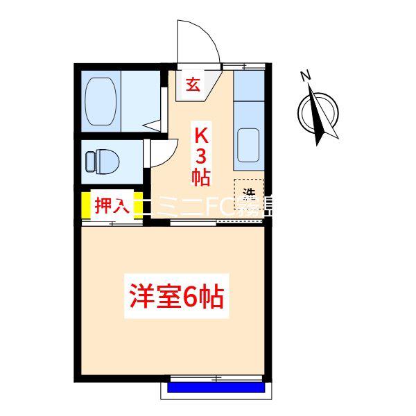 大野原アパート(1K/2階)の間取り写真
