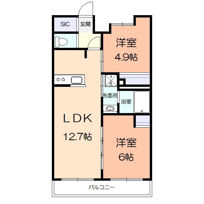 パークプレイス(2LDK/3階)の間取り写真