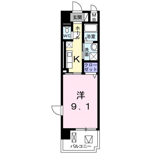 いろは大翔舘(1K/4階)の間取り写真