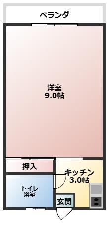 コーポ西(1K/3階)の間取り写真