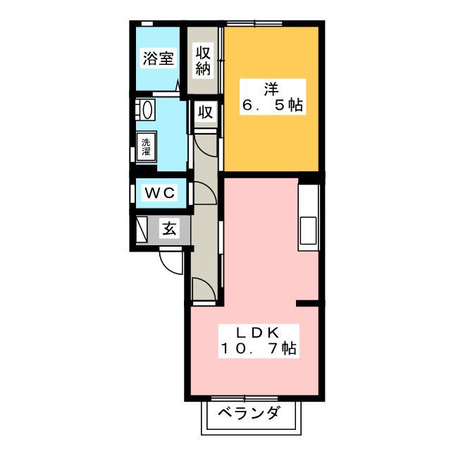 ソレーユI(1LDK/2階)の間取り写真