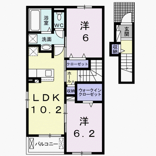 クラウド平井(2LDK/2階)の間取り写真