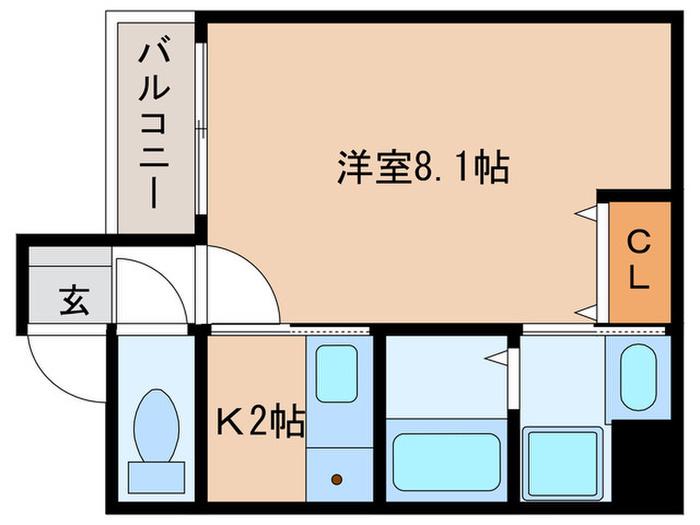 サンライズ姪浜(1K/3階)の間取り写真