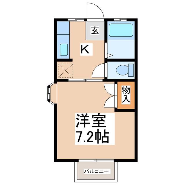 シャルマン国分(1K/2階)の間取り写真