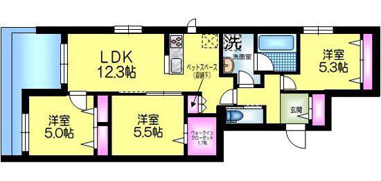 南葛西テラス(3LDK/2階)の間取り写真