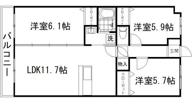 フェリッシモ(3LDK/3階)の間取り写真