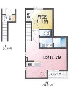 AVANTIA STAGE 中島新町(1LDK/2階)の間取り写真