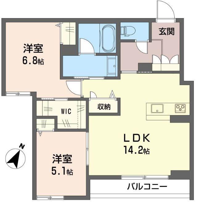 クレストガーデン(2LDK/1階)の間取り写真