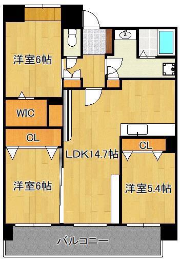 サンパーク守恒(3LDK/5階)の間取り写真