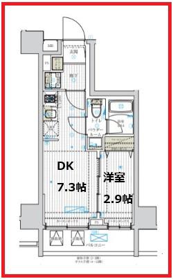 フュージョナル五反野ドゥエ(1DK/3階)の間取り写真