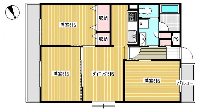 日吉レジデンス(2LDK/2階)の間取り写真