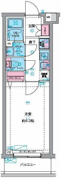RELUXIA西八王子(1K/2階)の間取り写真