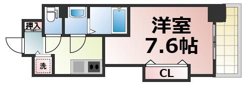 LUXE玉造II(1K/11階)の間取り写真
