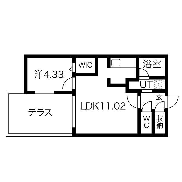 LOTUS(1LDK/1階)の間取り写真