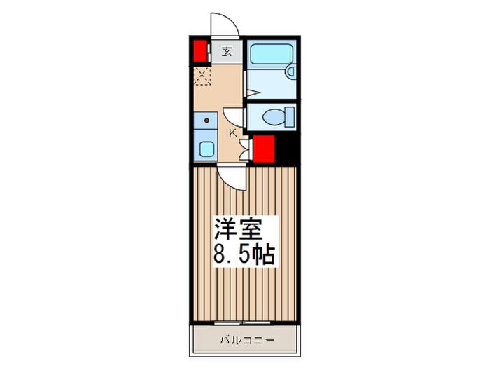 ベルフォーレ土呂(1K/2階)の間取り写真