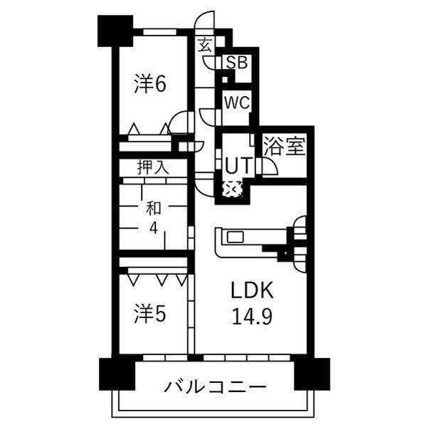 アルファステイツ西明石駅(3LDK/11階)の間取り写真