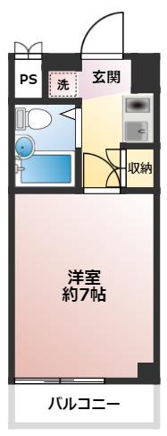 グランピア湘南(1K/3階)の間取り写真