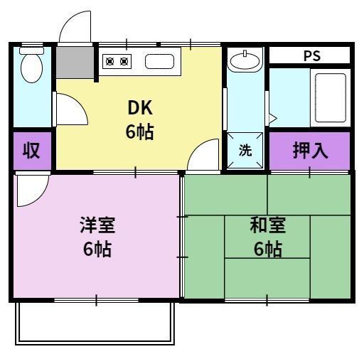 柴田ハイツ(2DK/2階)の間取り写真